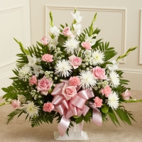 Pink & White Sympathy Floor Basket